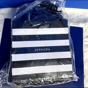 24 NEW Sephora Black White Striped Paper Bags 7in